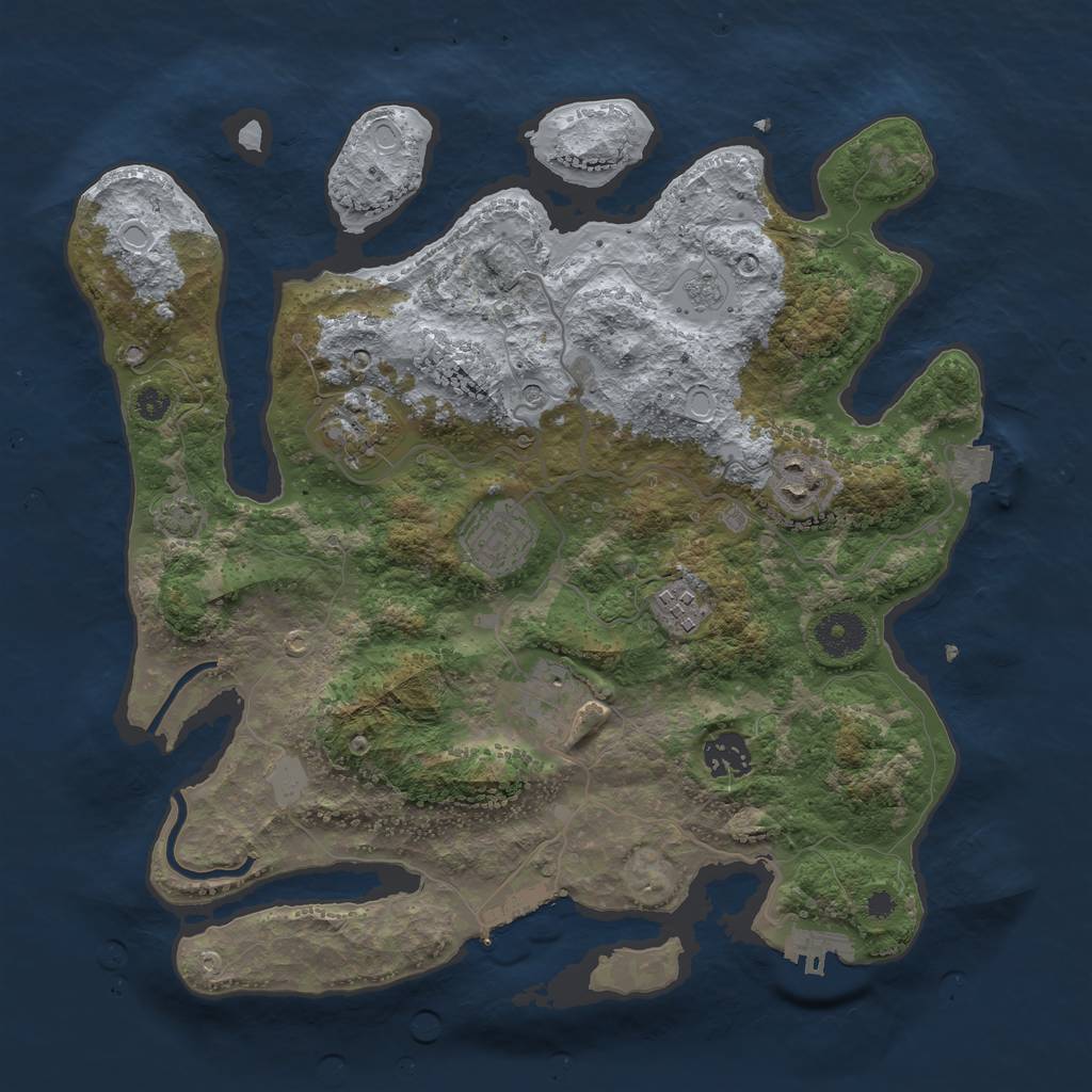 Rust Map: Procedural Map, Size: 3450, Seed: 89117277, 14 Monuments