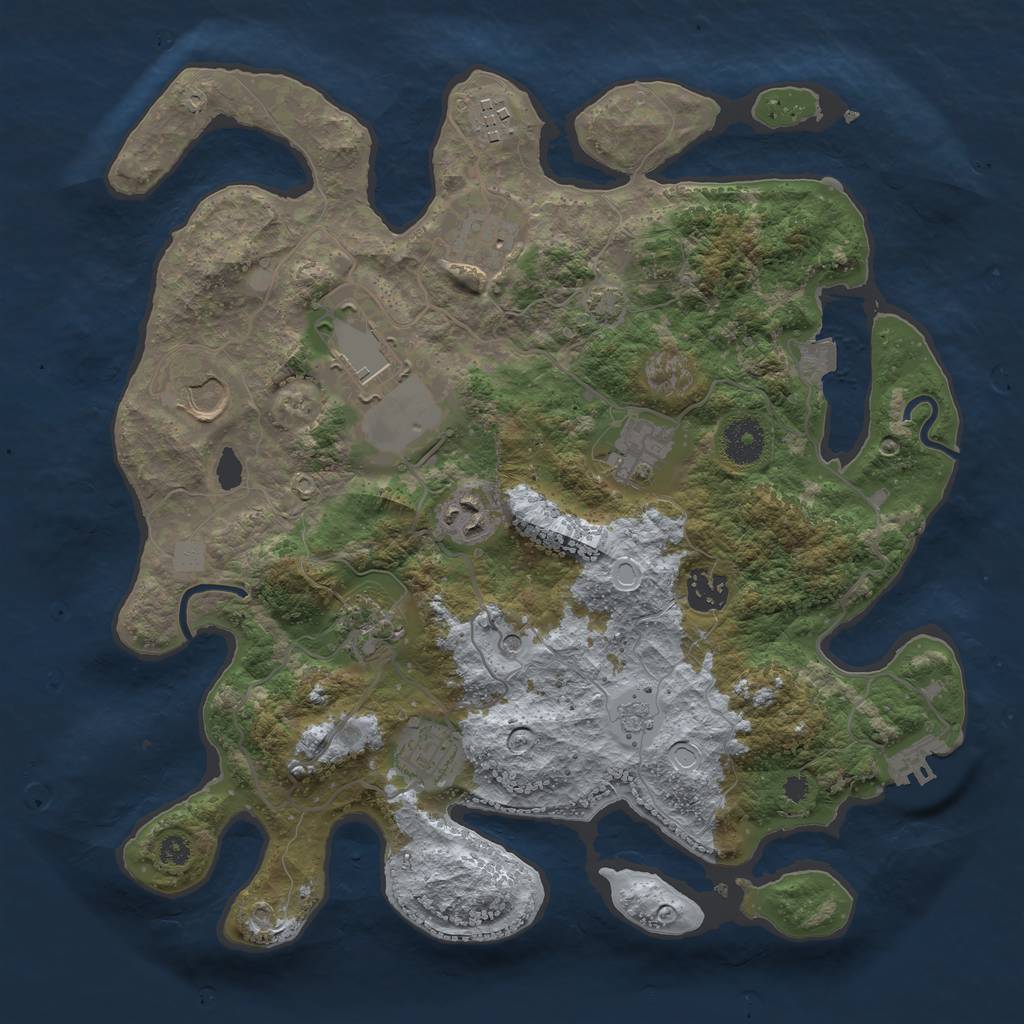 Rust Map: Procedural Map, Size: 3500, Seed: 4526985, 16 Monuments