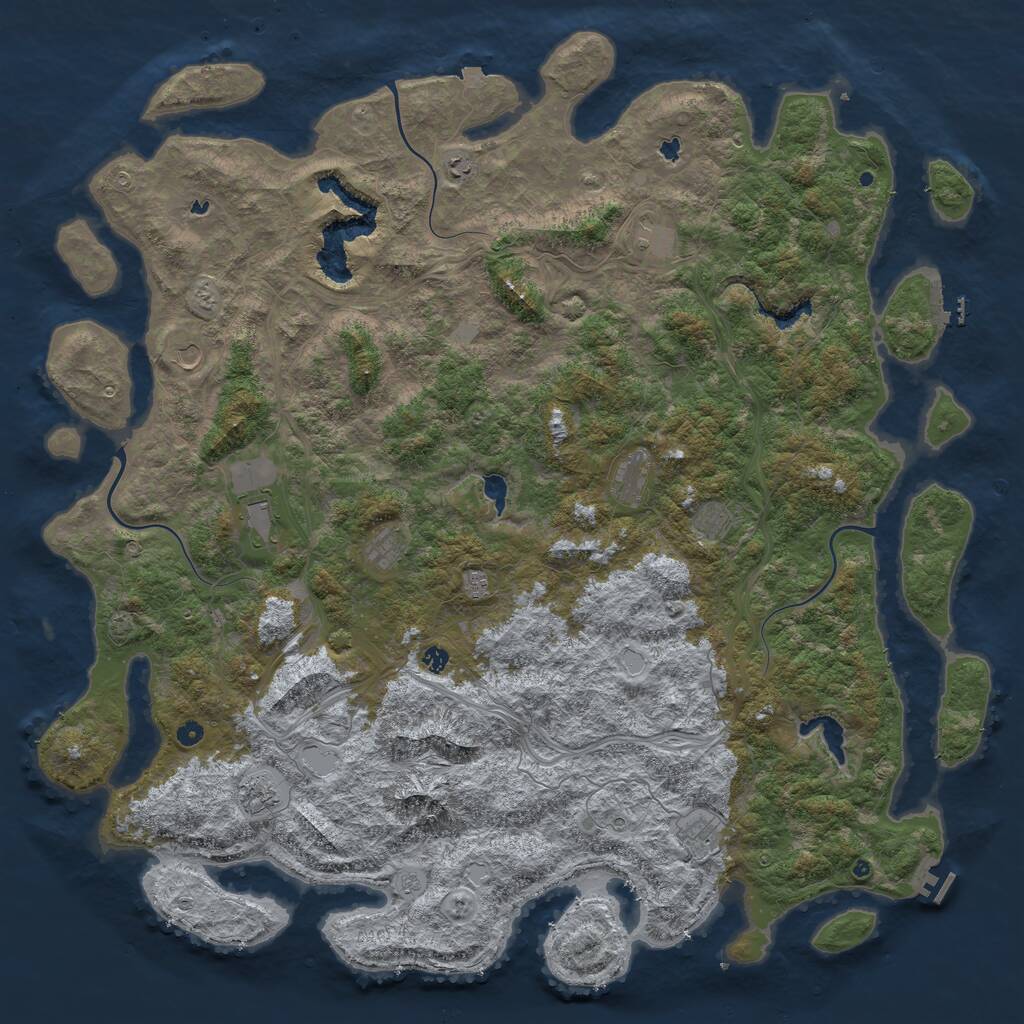 Rust Map: Procedural Map, Size: 6000, Seed: 424245244, 17 Monuments