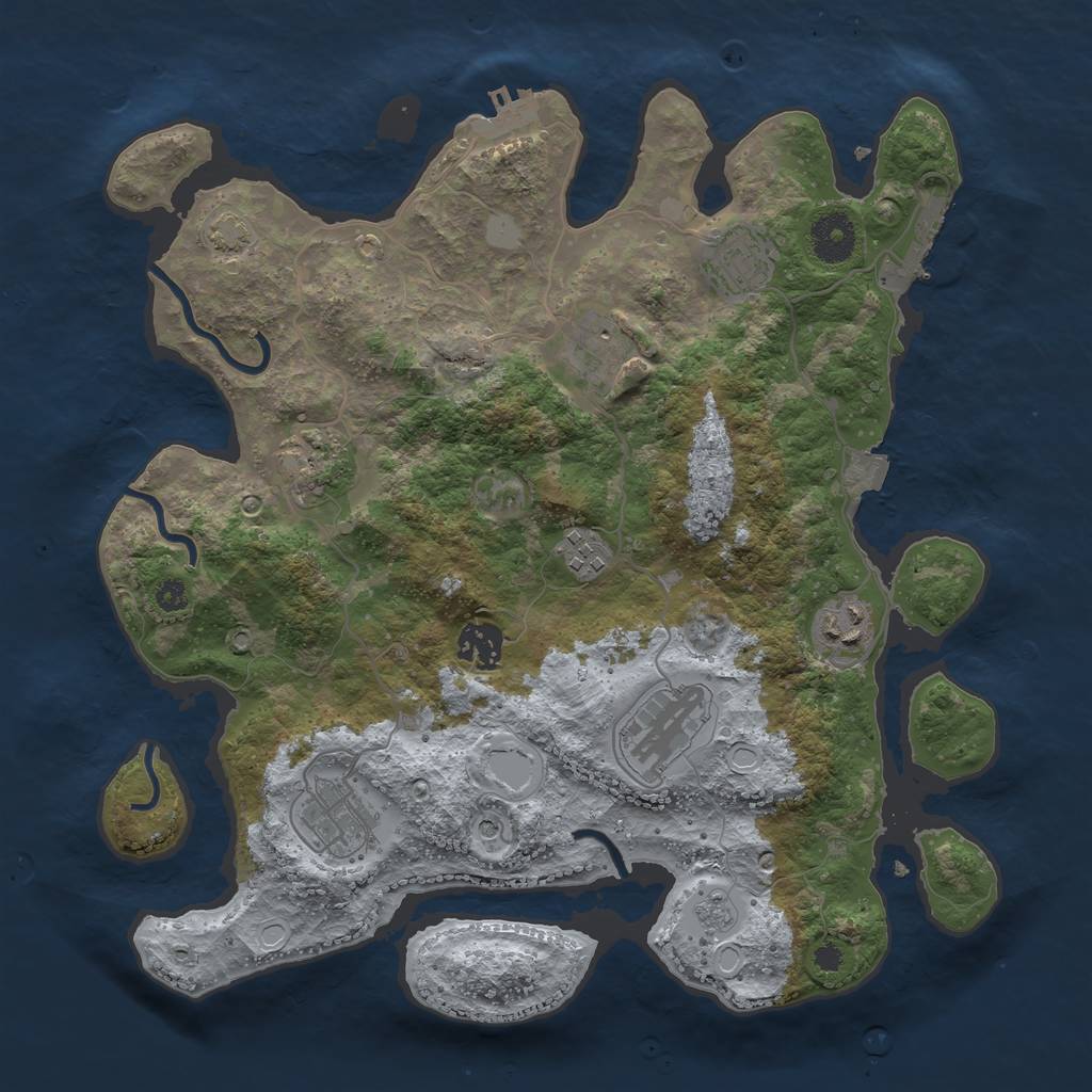 Rust Map: Procedural Map, Size: 3450, Seed: 5659840, 16 Monuments
