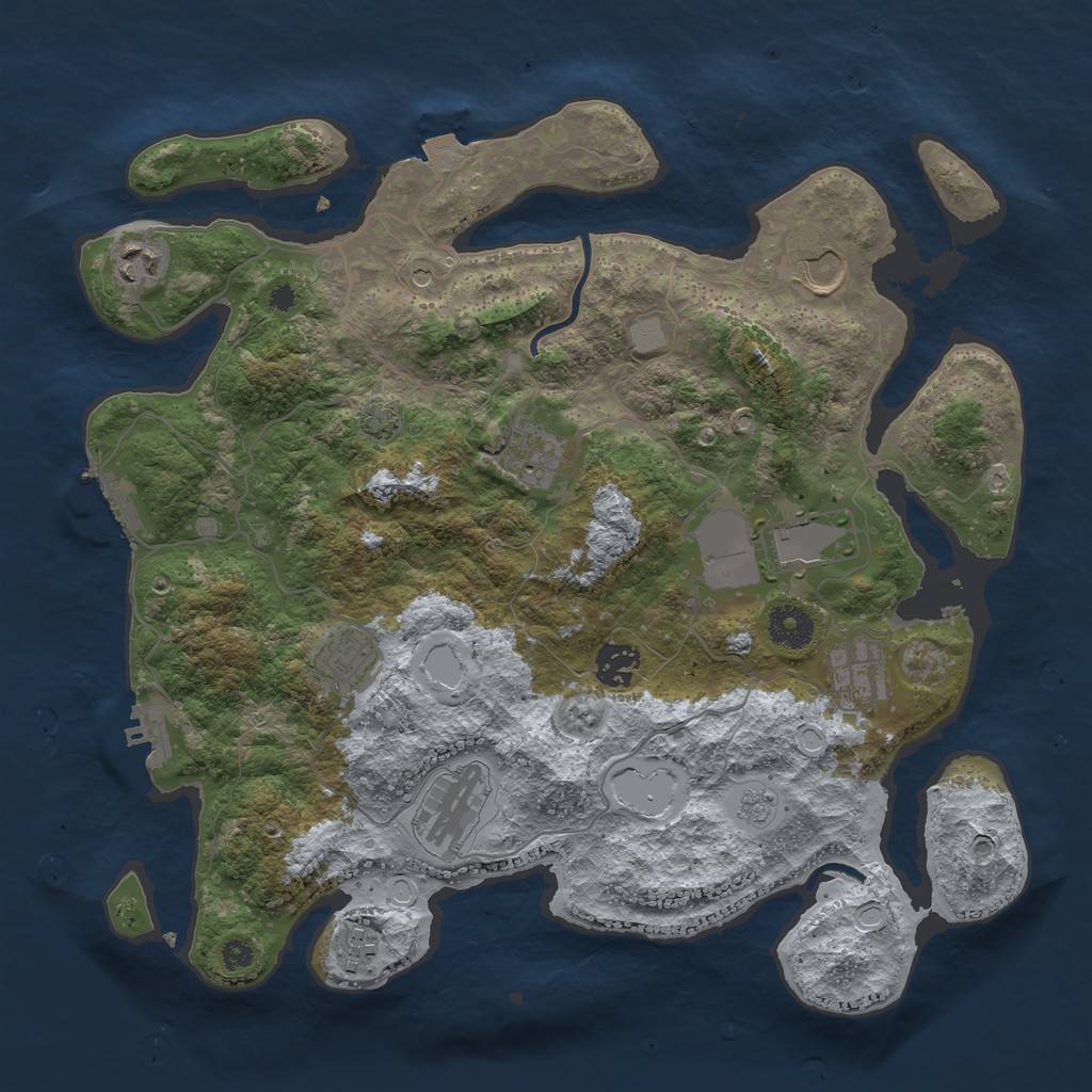Rust Map: Procedural Map, Size: 3650, Seed: 41332512, 17 Monuments