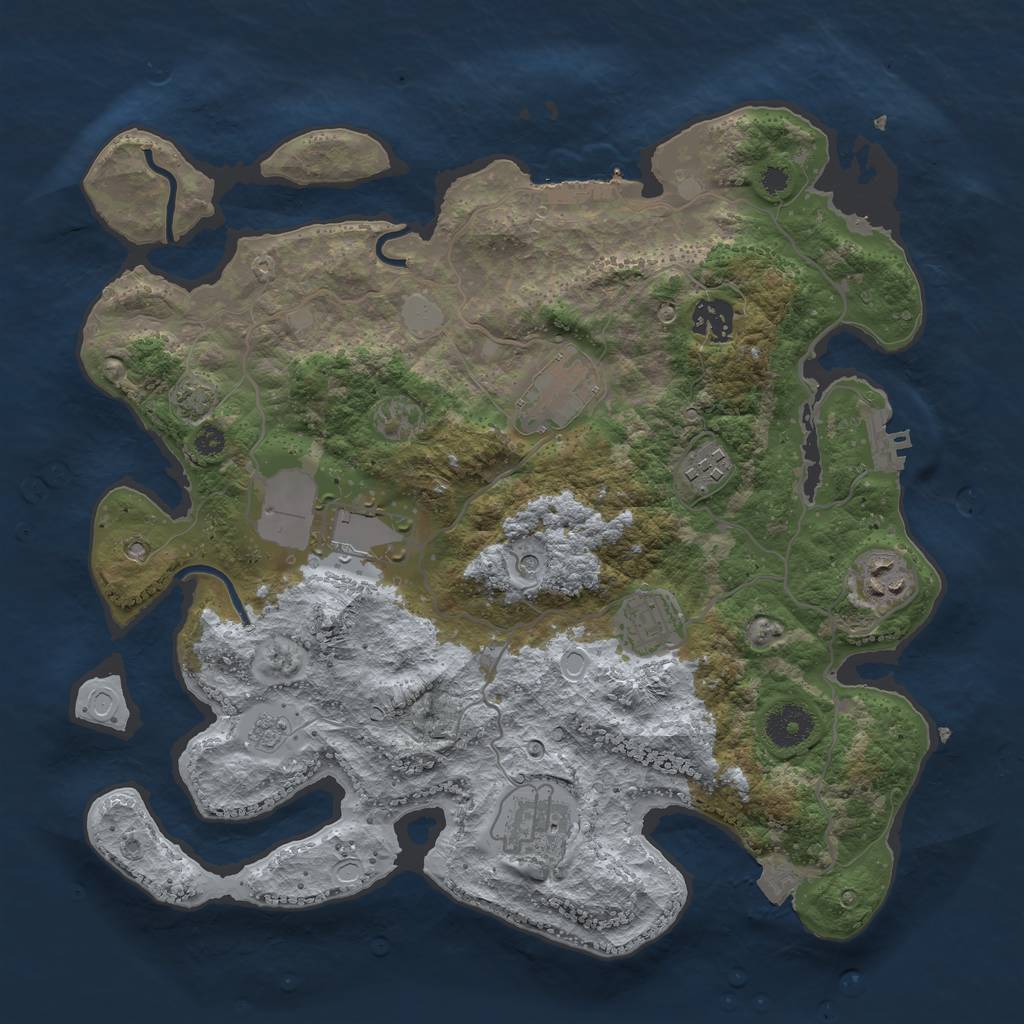 Rust Map: Procedural Map, Size: 3500, Seed: 1711713220, 15 Monuments
