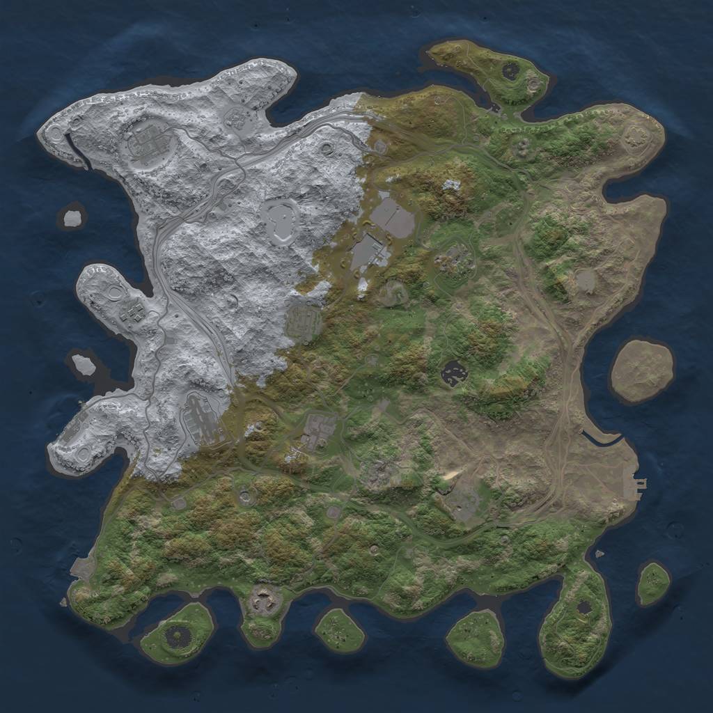 Rust Map: Procedural Map, Size: 4300, Seed: 14206404, 18 Monuments