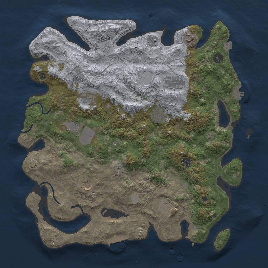 Rust Map: Procedural Map, Size: 4000, Seed: 1997474636, 17 Monuments