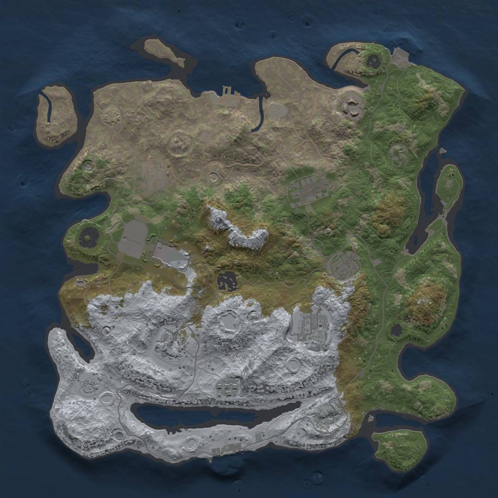 Rust Map: Procedural Map, Size: 3600, Seed: 23609991, 17 Monuments