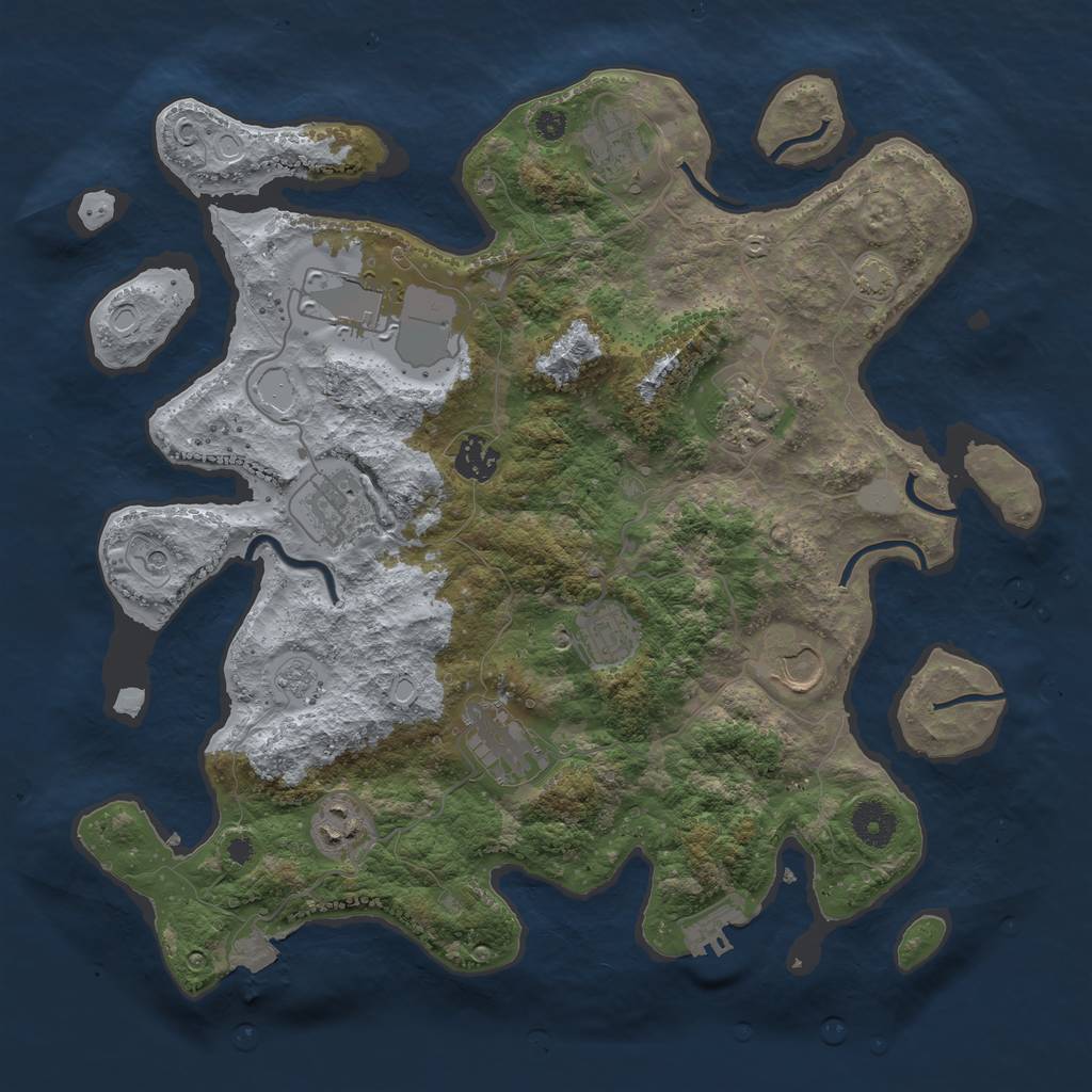 Rust Map: Procedural Map, Size: 3700, Seed: 32721142, 16 Monuments