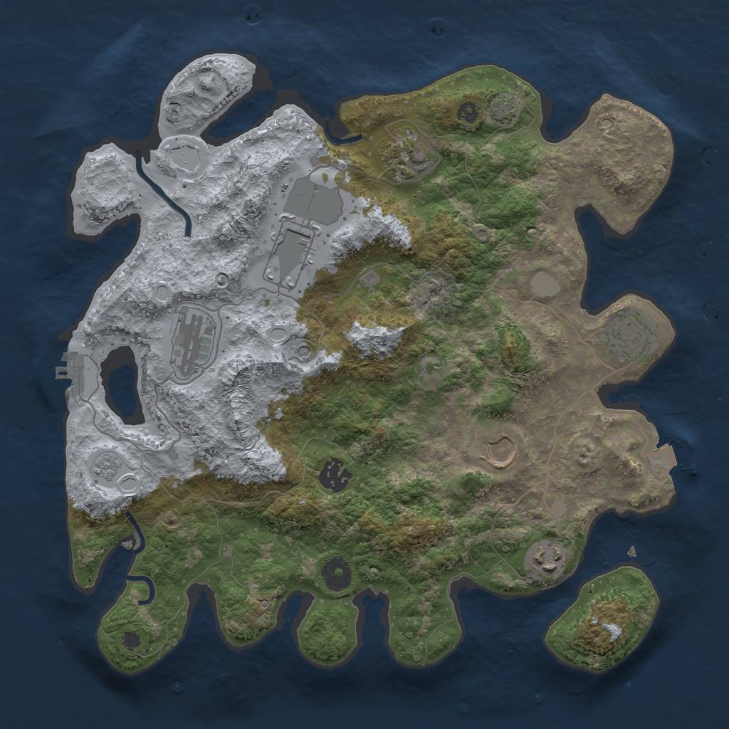 Rust Map: Procedural Map, Size: 3500, Seed: 702231678, 14 Monuments