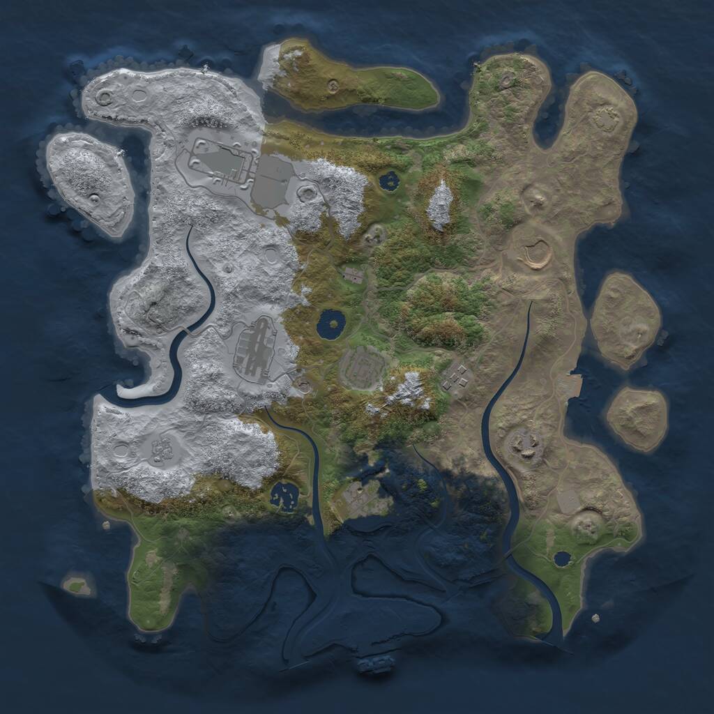 Rust Map: Procedural Map, Size: 3650, Seed: 86099609, 13 Monuments