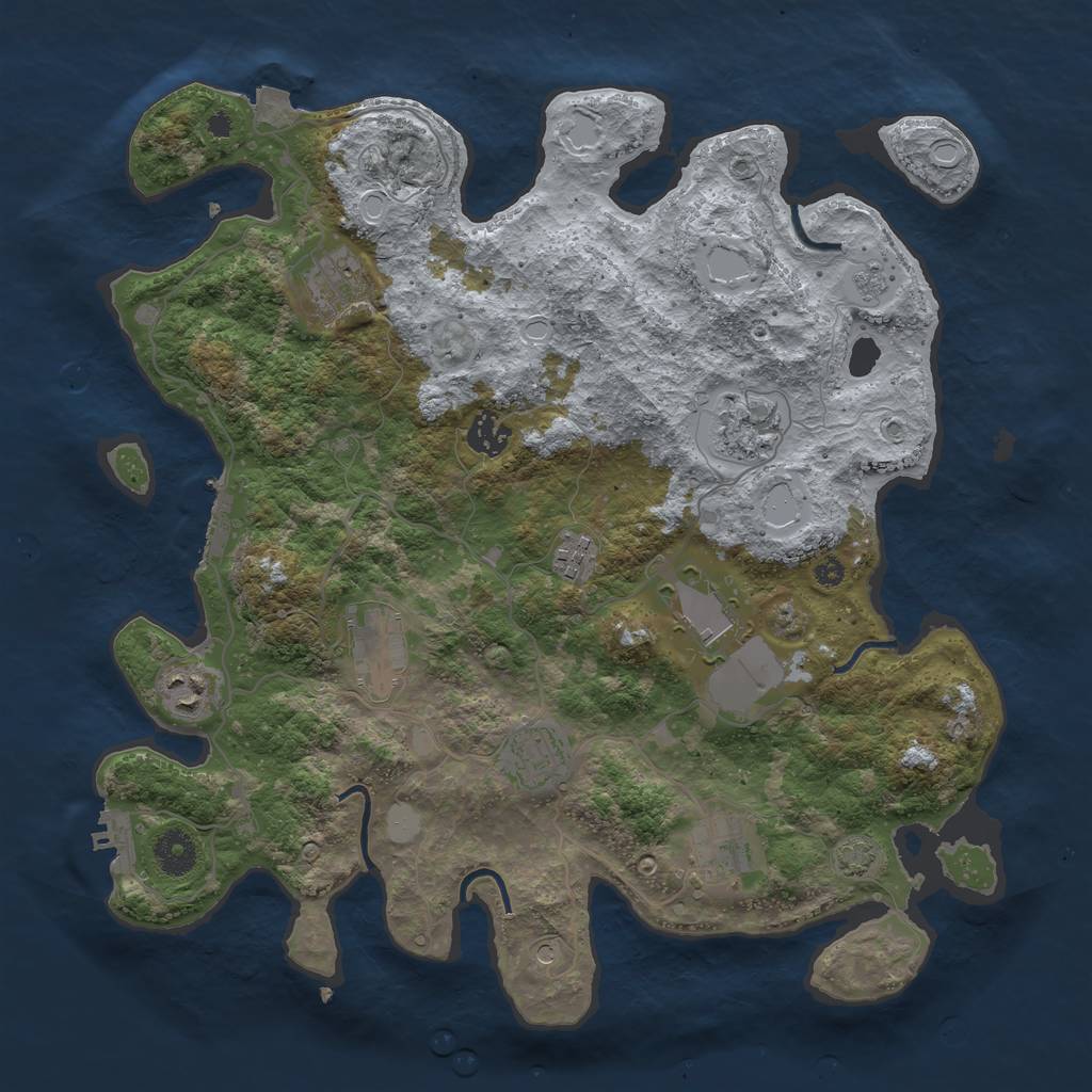 Rust Map: Procedural Map, Size: 3750, Seed: 2055708324, 17 Monuments