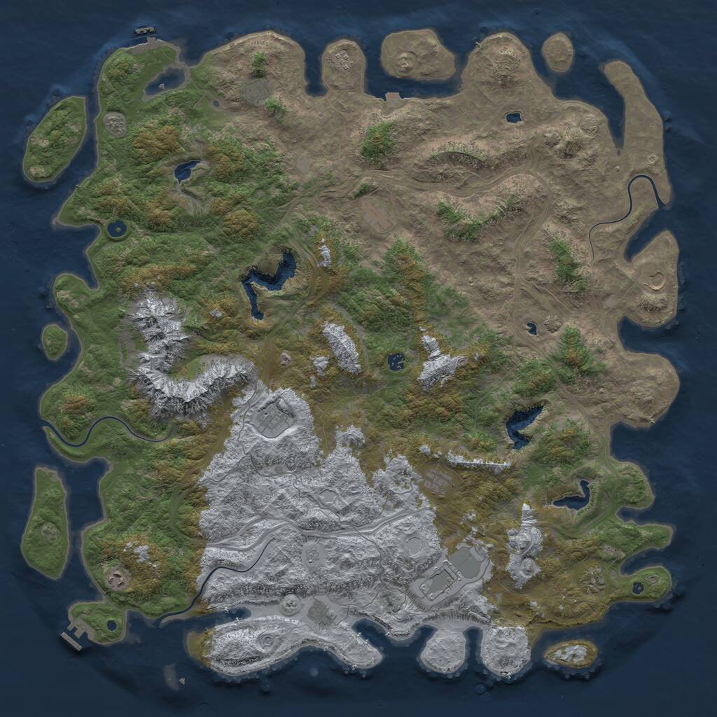 Rust Map: Procedural Map, Size: 6000, Seed: 995291972, 17 Monuments