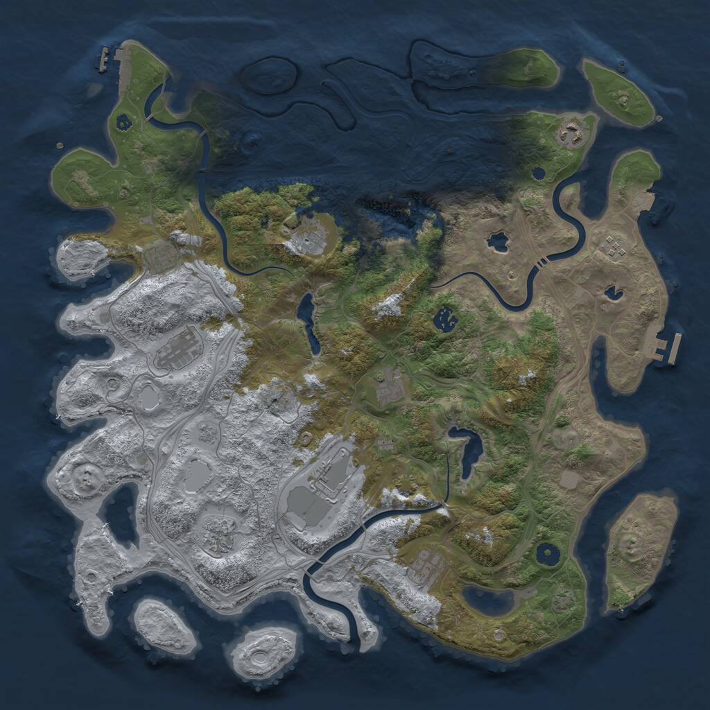 Rust Map: Procedural Map, Size: 4500, Seed: 1707357640, 16 Monuments