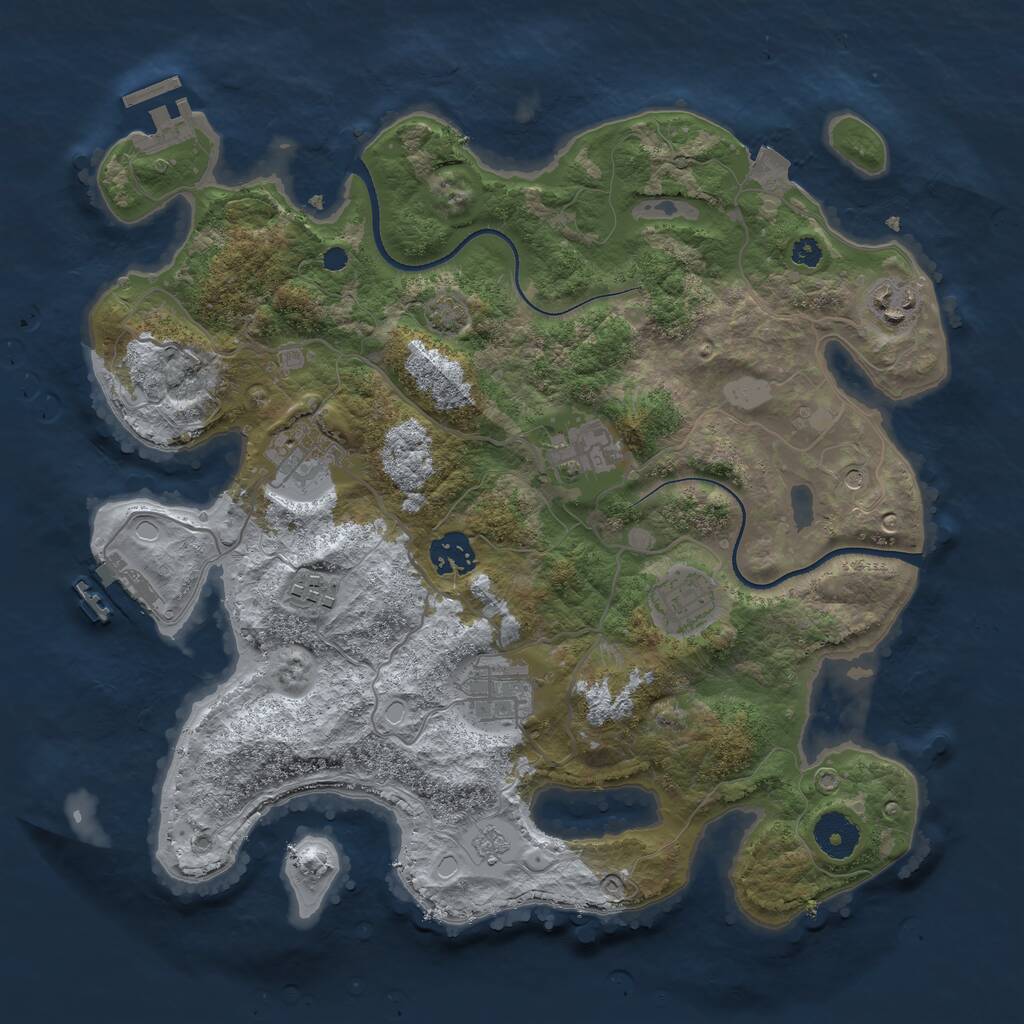 Rust Map: Procedural Map, Size: 3450, Seed: 66883635, 13 Monuments