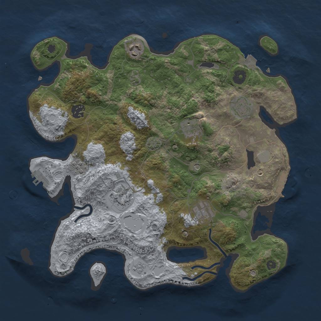 Rust Map: Procedural Map, Size: 3450, Seed: 66883635, 15 Monuments