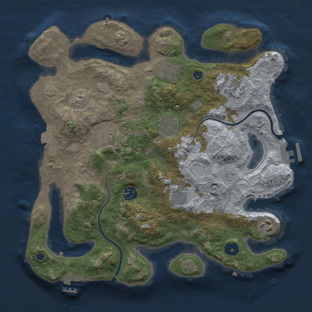 Rust Map: Procedural Map, Size: 3400, Seed: 56821569, 13 Monuments