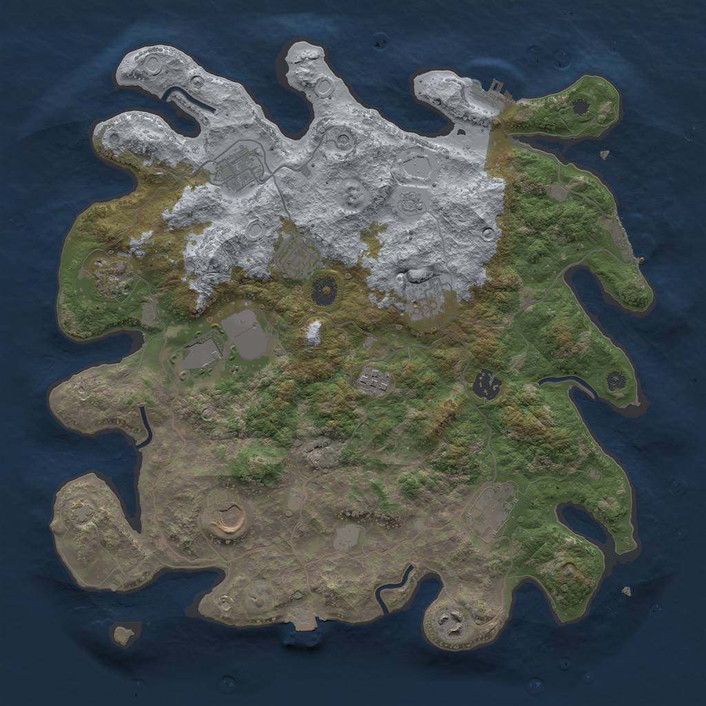 Rust Map: Procedural Map, Size: 3750, Seed: 46365203, 18 Monuments