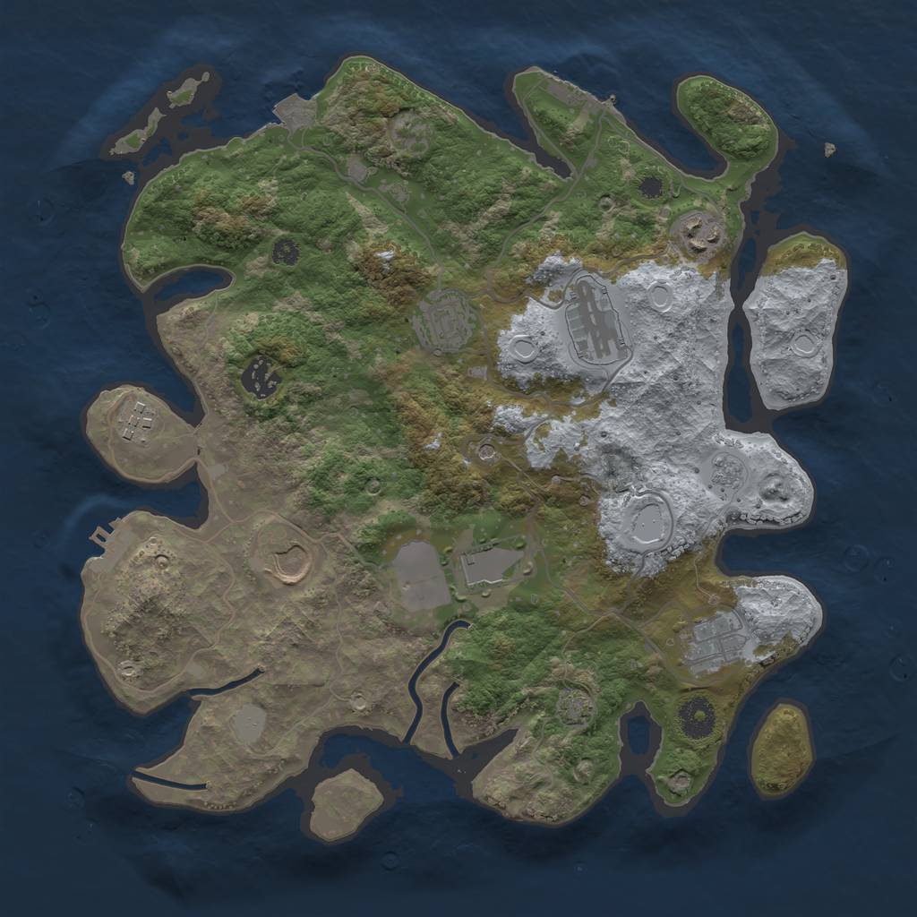 Rust Map: Procedural Map, Size: 3500, Seed: 81822329, 16 Monuments