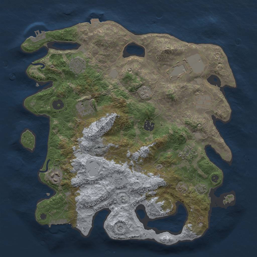 Rust Map: Procedural Map, Size: 3550, Seed: 97360666, 16 Monuments