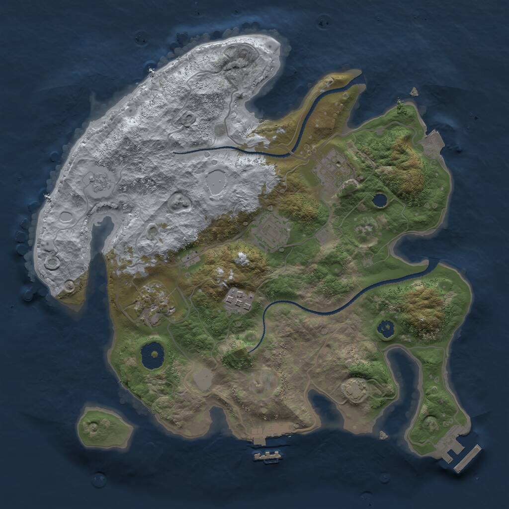 Rust Map: Procedural Map, Size: 3000, Seed: 19704, 9 Monuments