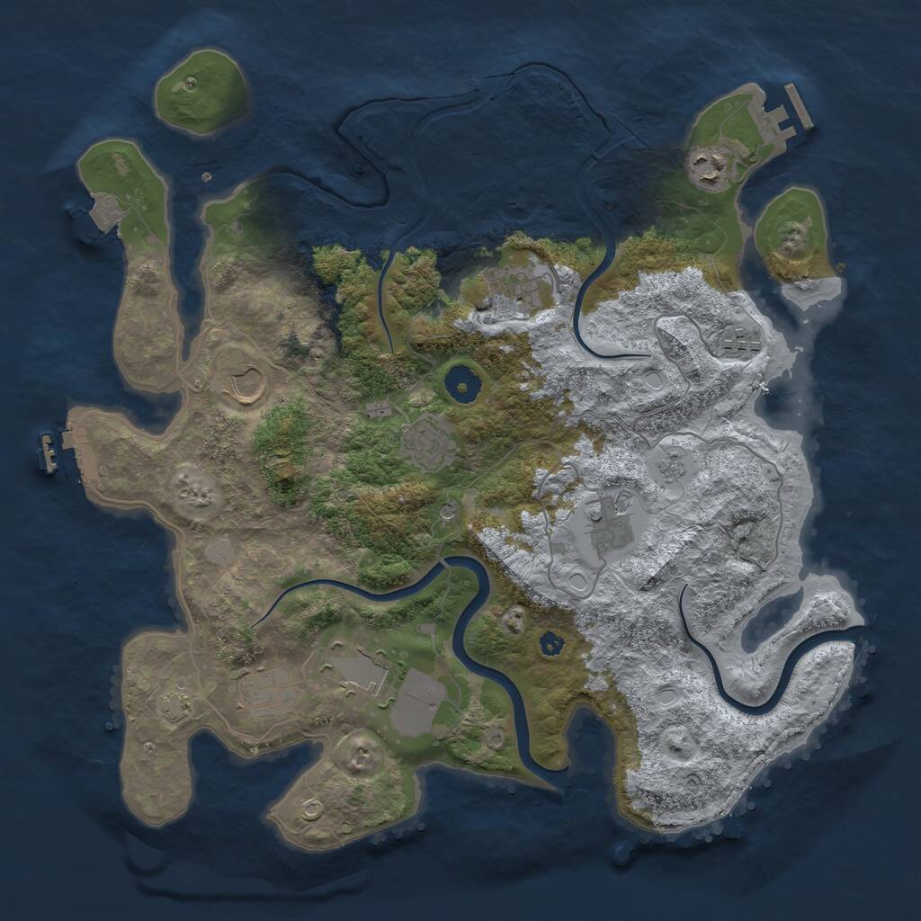 Rust Map: Procedural Map, Size: 3800, Seed: 992566743, 14 Monuments