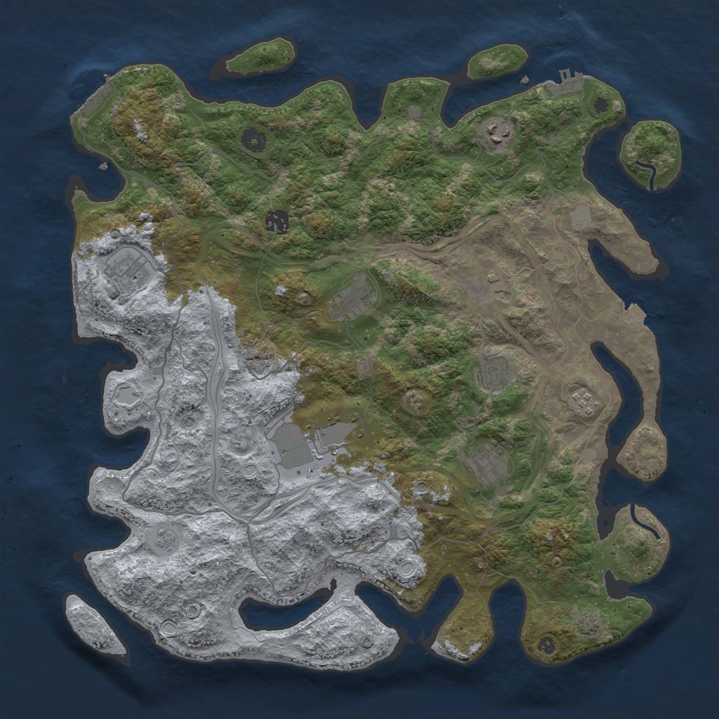 Rust Map: Procedural Map, Size: 4250, Seed: 86468692, 17 Monuments