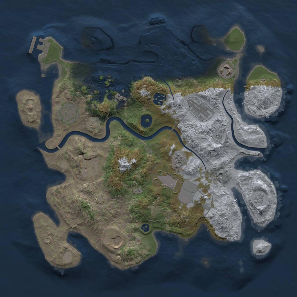Rust Map: Procedural Map, Size: 3500, Seed: 1184933634, 14 Monuments