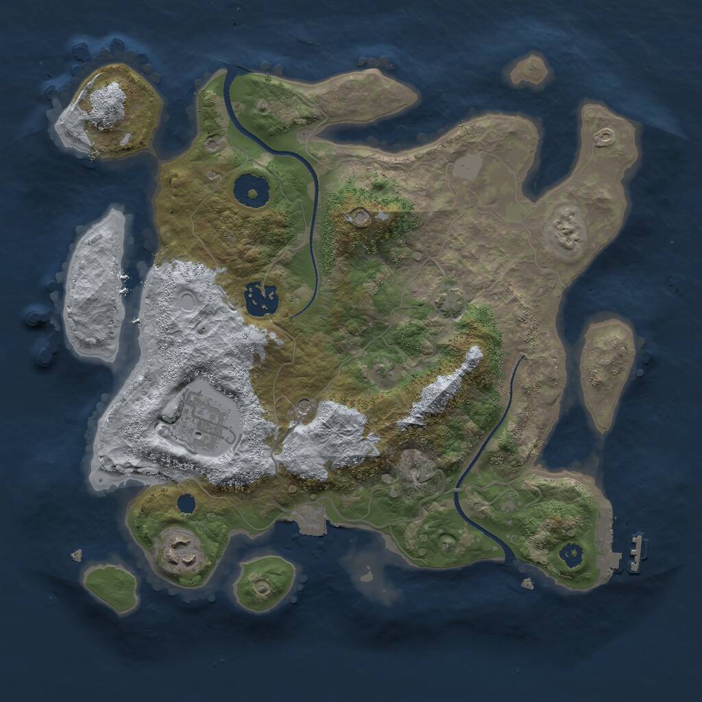 Rust Map: Procedural Map, Size: 3000, Seed: 1001825295, 7 Monuments