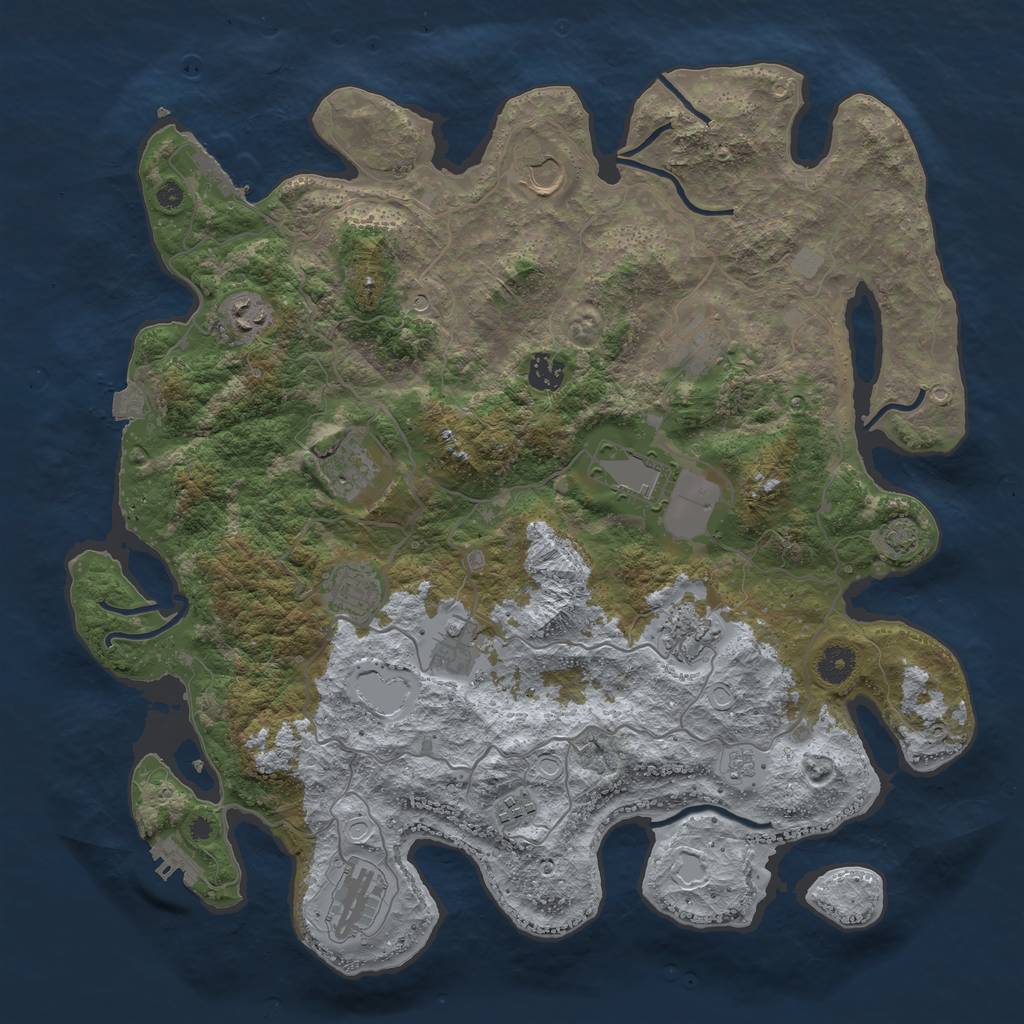 Rust Map: Procedural Map, Size: 4100, Seed: 58330624, 19 Monuments