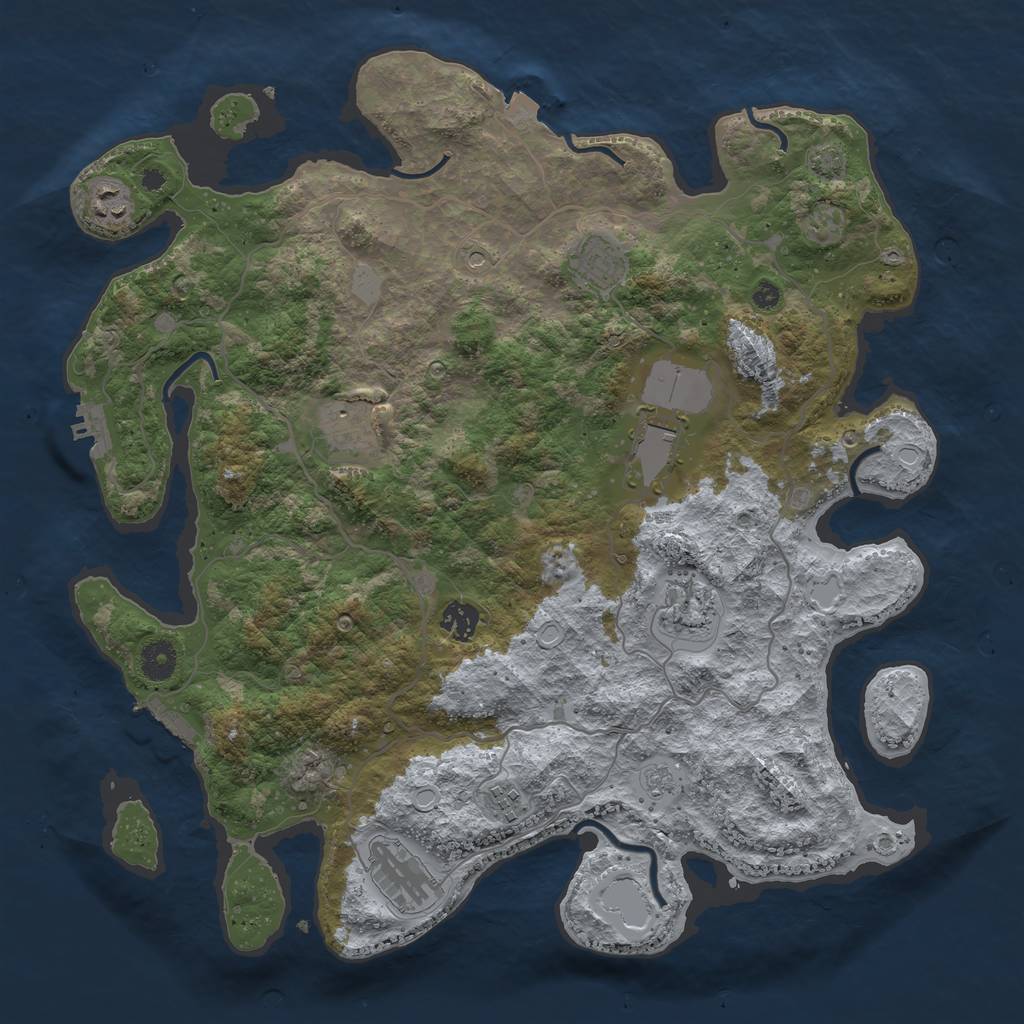 Rust Map: Procedural Map, Size: 4000, Seed: 37964795, 16 Monuments