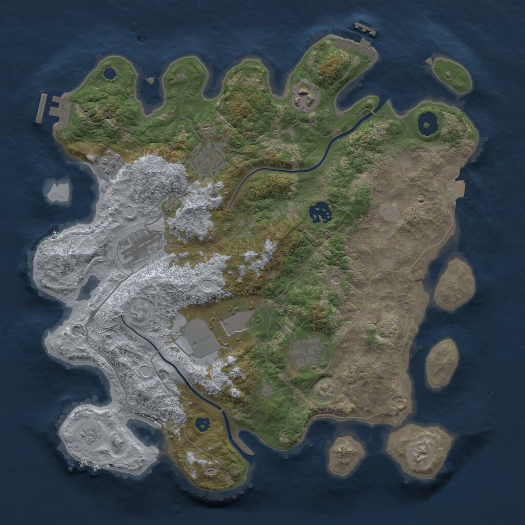 Rust Map: Procedural Map, Size: 3550, Seed: 31784004, 13 Monuments