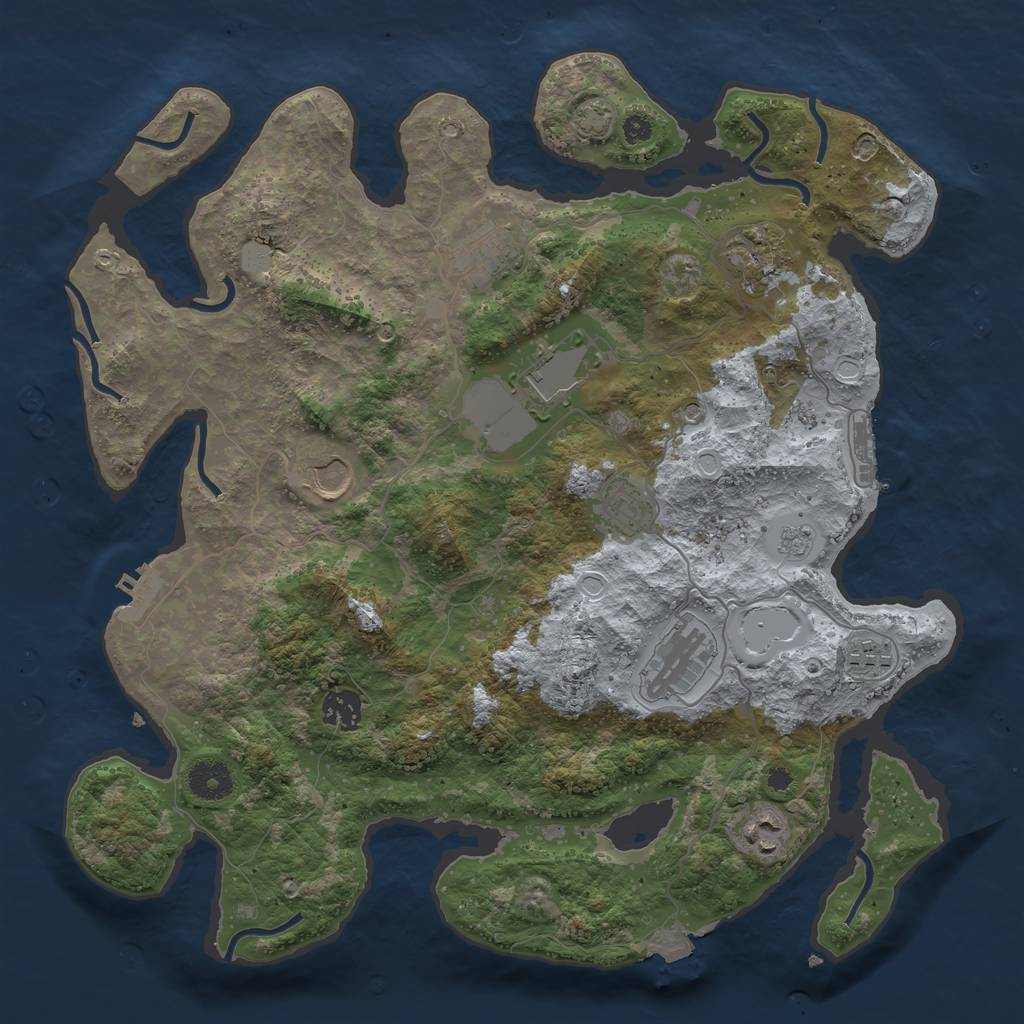 Rust Map: Procedural Map, Size: 3700, Seed: 69598645, 17 Monuments