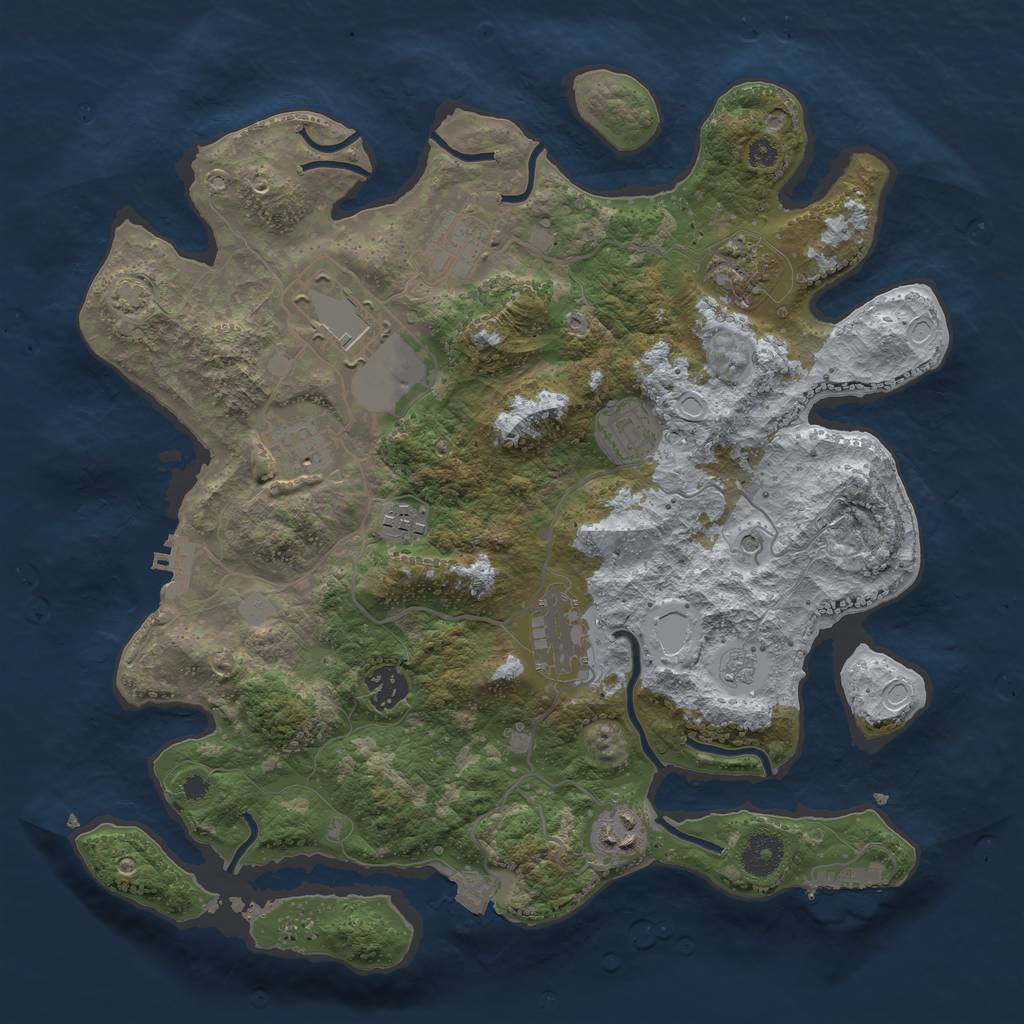 Rust Map: Procedural Map, Size: 3600, Seed: 10968862, 17 Monuments