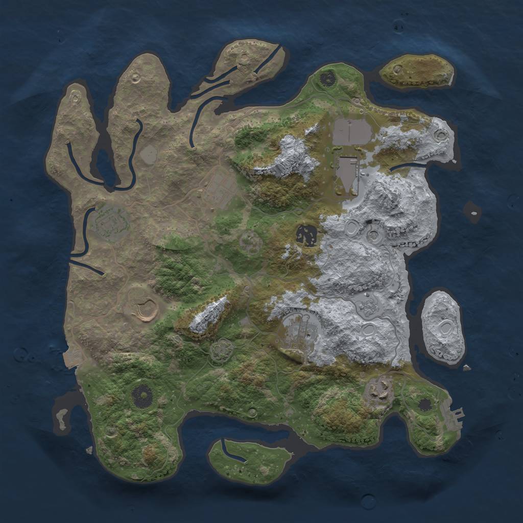 Rust Map: Procedural Map, Size: 3500, Seed: 2379274, 14 Monuments