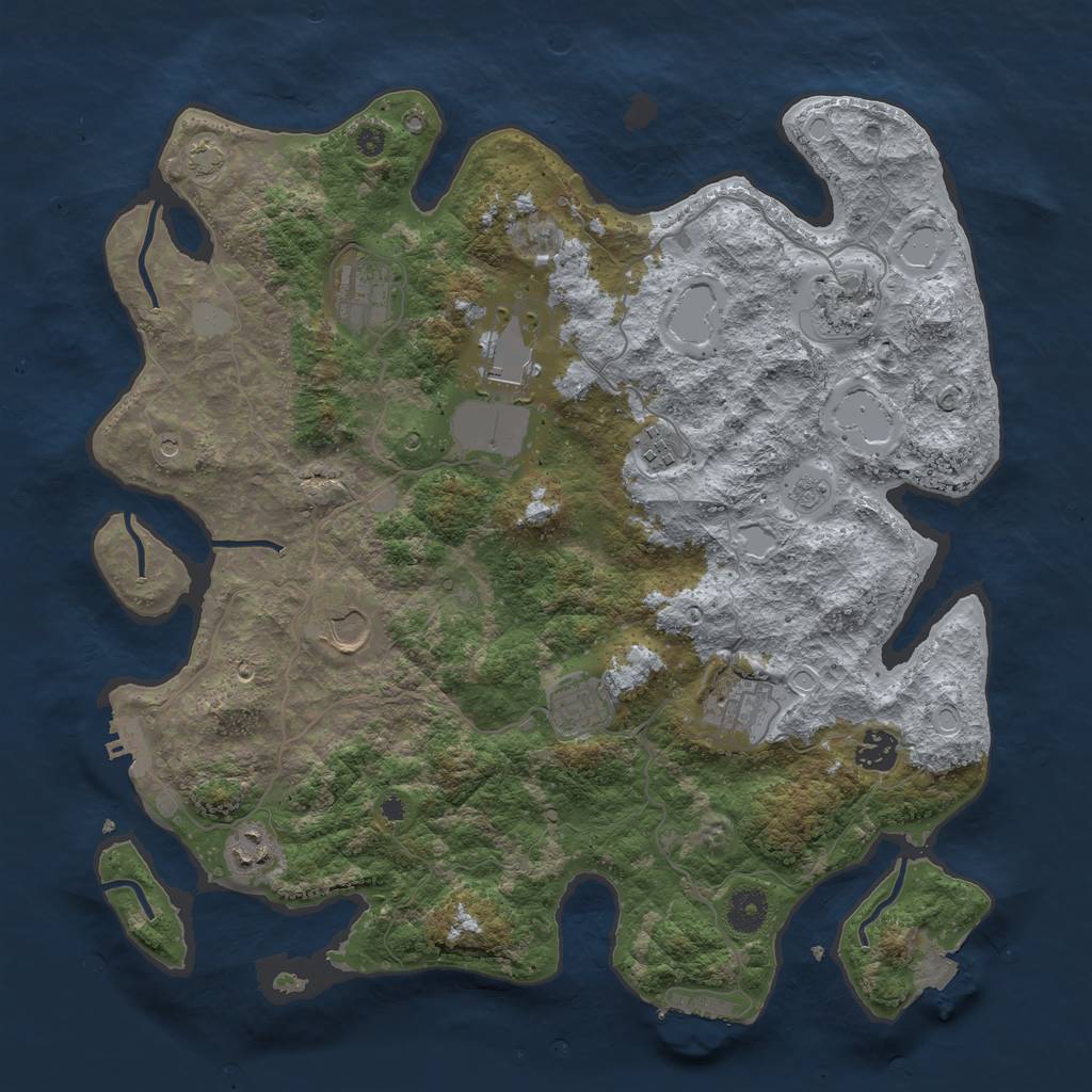 Rust Map: Procedural Map, Size: 3850, Seed: 36399568, 17 Monuments