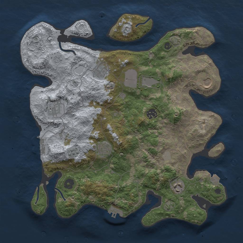 Rust Map: Procedural Map, Size: 3500, Seed: 474891252, 15 Monuments