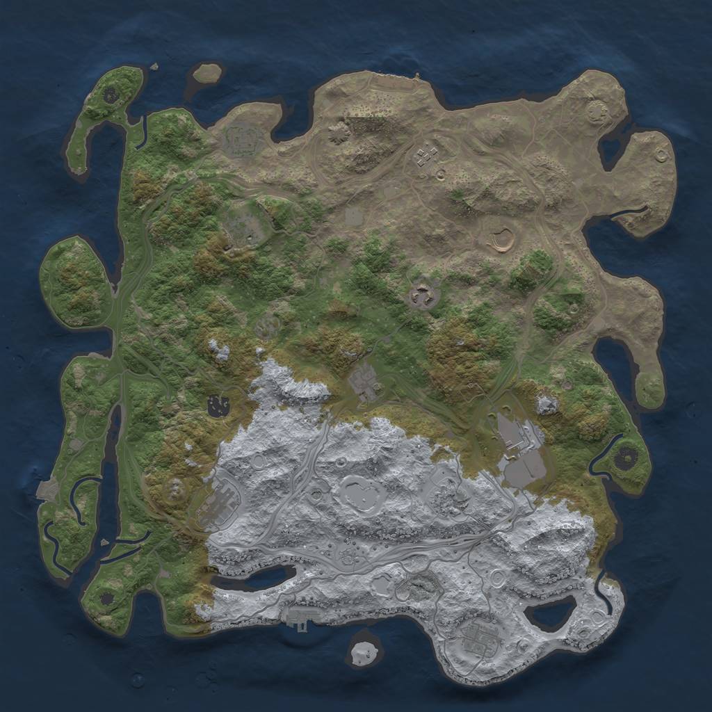 Rust Map: Procedural Map, Size: 4500, Seed: 1331278586, 19 Monuments