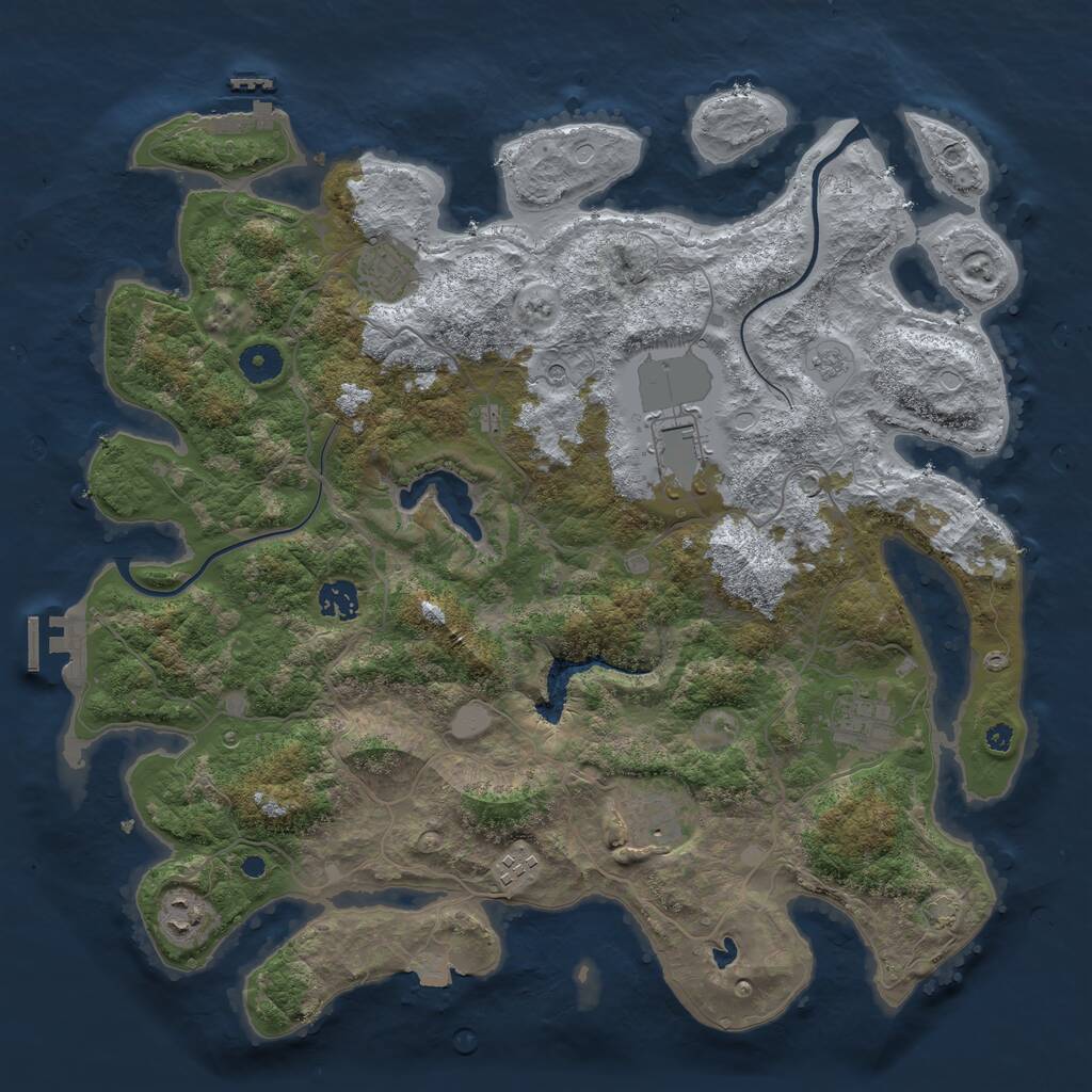 Rust Map: Procedural Map, Size: 4000, Seed: 21198190, 13 Monuments