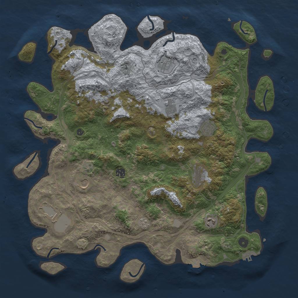 Rust Map: Procedural Map, Size: 4500, Seed: 83645532, 16 Monuments