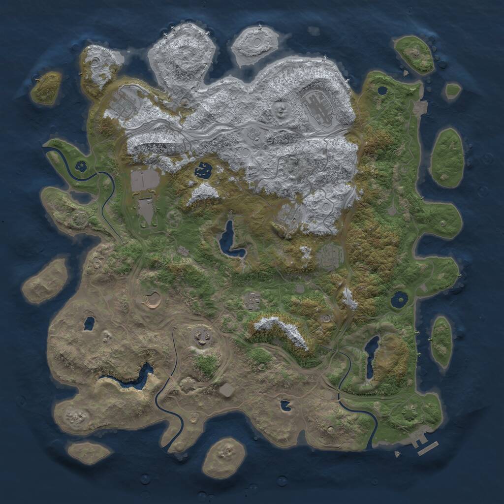 Rust Map: Procedural Map, Size: 4500, Seed: 83645532, 14 Monuments