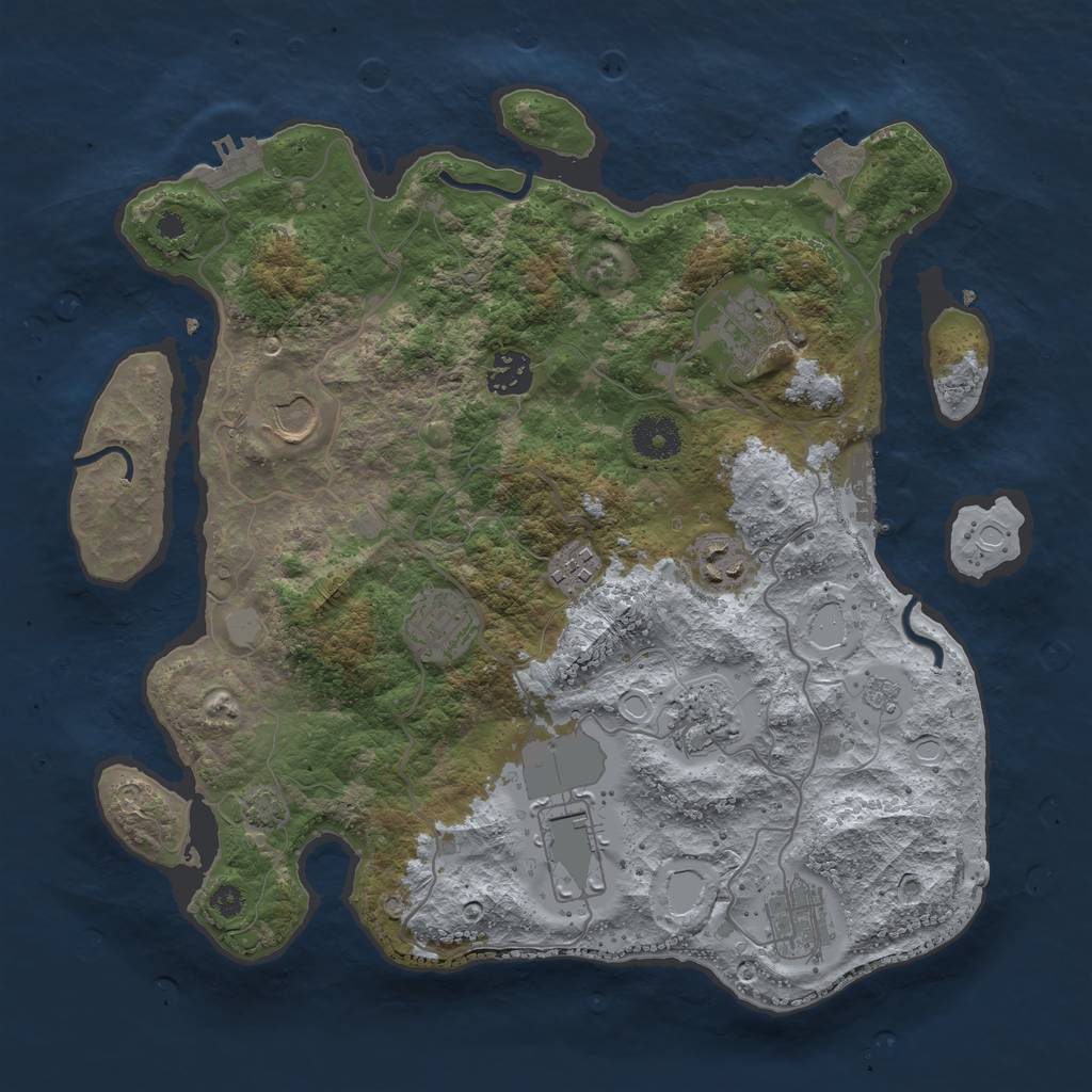 Rust Map: Procedural Map, Size: 3500, Seed: 422055993, 16 Monuments