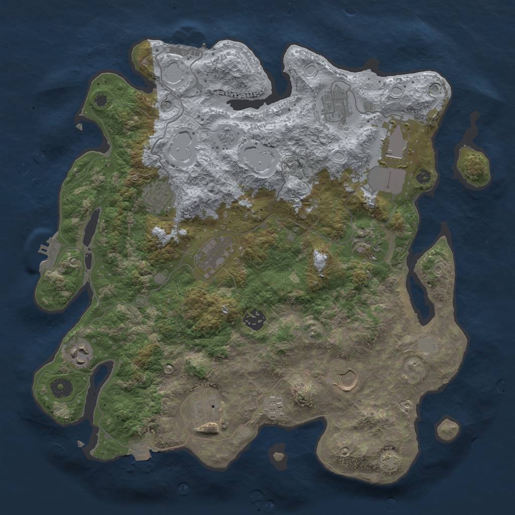 Rust Map: Procedural Map, Size: 3700, Seed: 1046263883, 18 Monuments