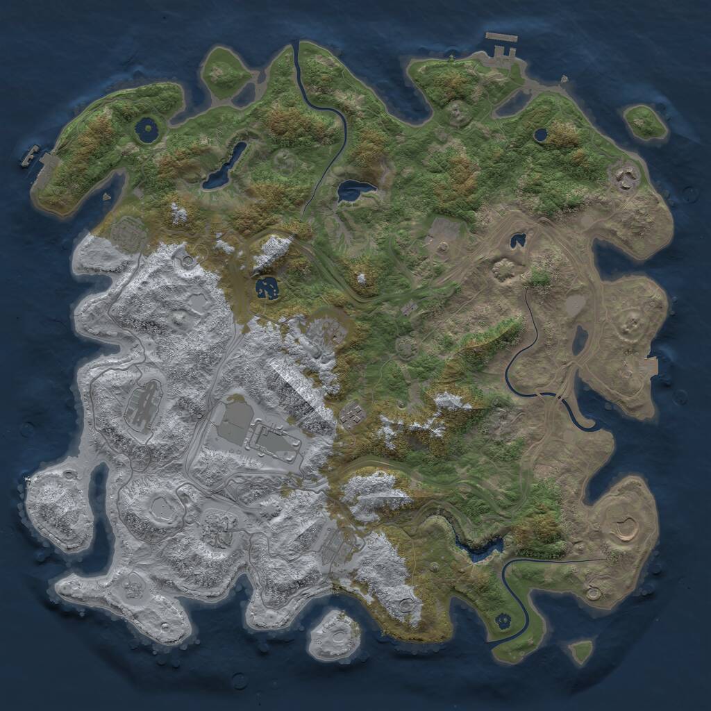 Rust Map: Procedural Map, Size: 4500, Seed: 10102023, 17 Monuments