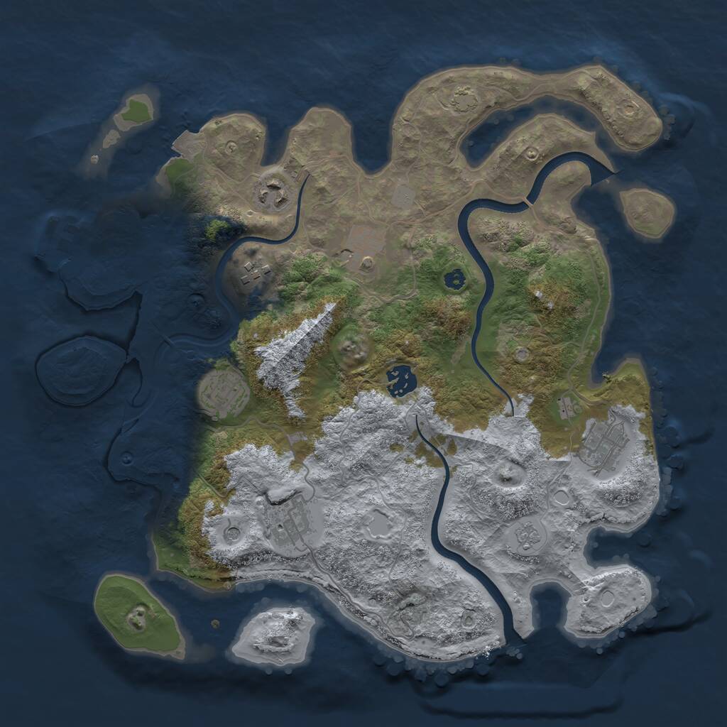 Rust Map: Procedural Map, Size: 3500, Seed: 1523018489, 12 Monuments