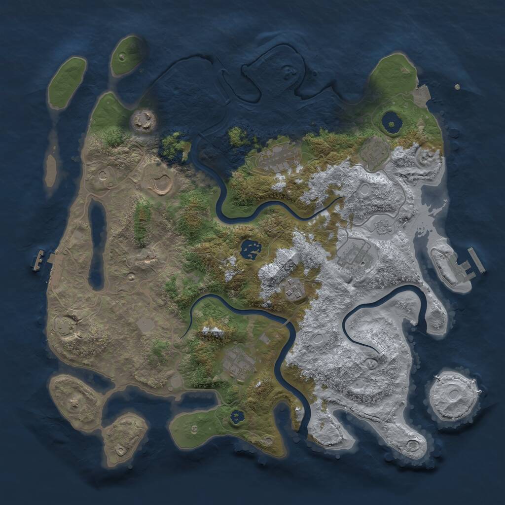 Rust Map: Procedural Map, Size: 3700, Seed: 506990816, 14 Monuments