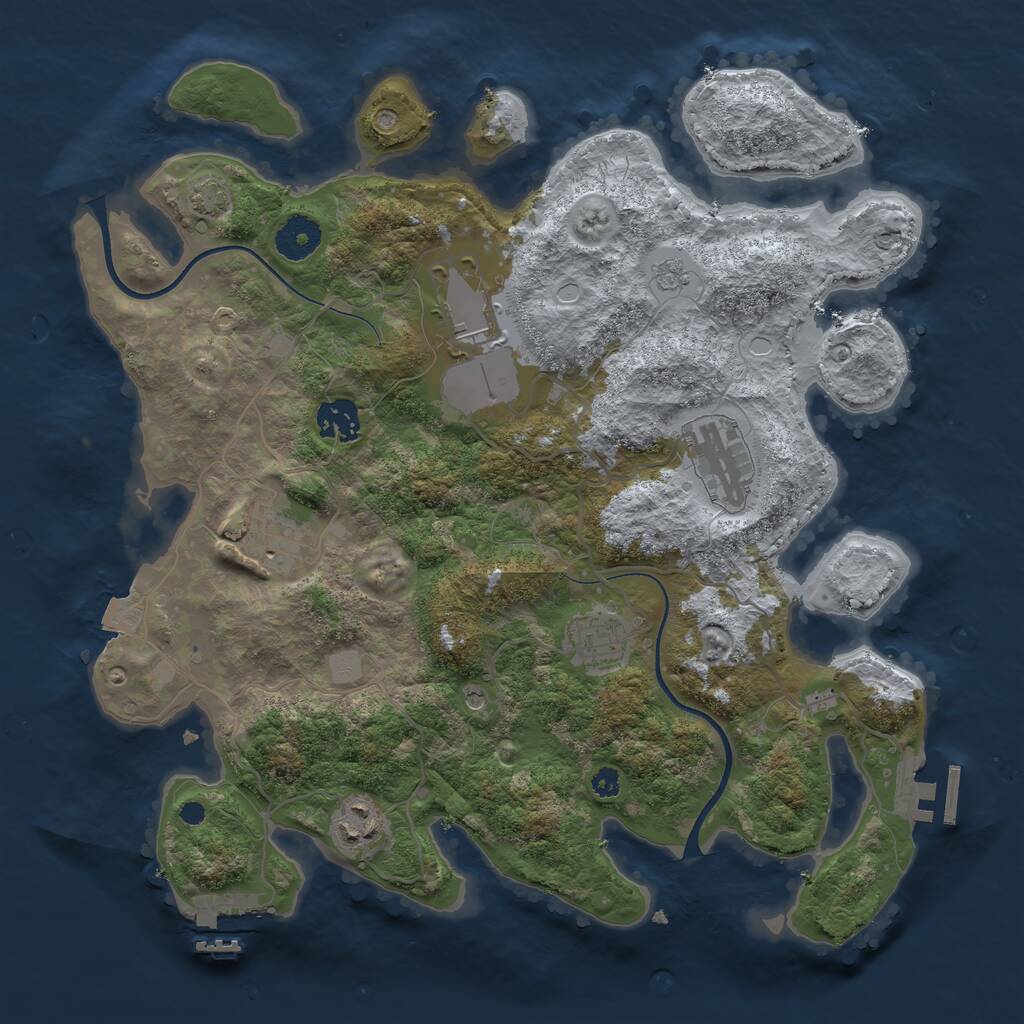 Rust Map: Procedural Map, Size: 3500, Seed: 836879483, 12 Monuments