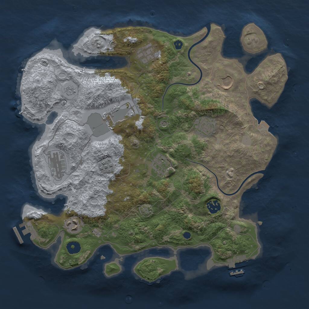 Rust Map: Procedural Map, Size: 3500, Seed: 82773037, 15 Monuments