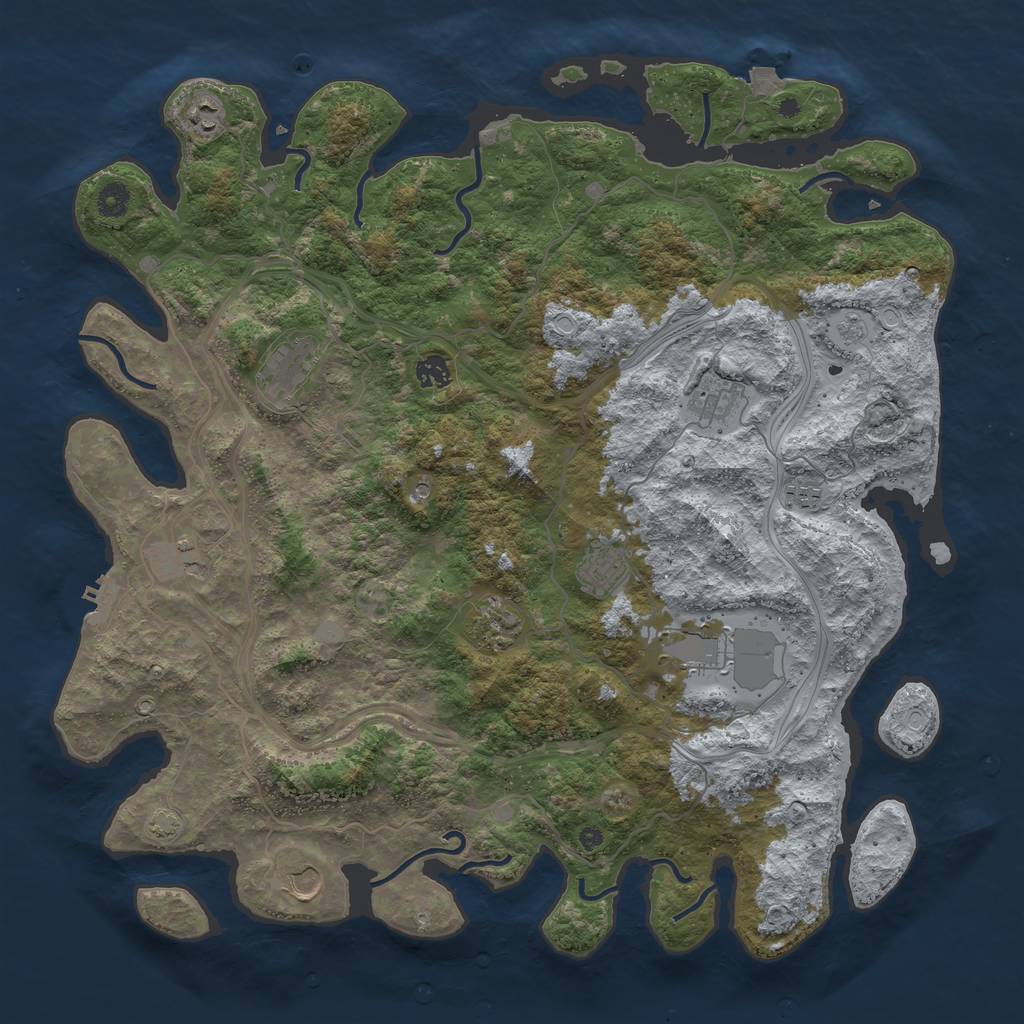 Rust Map: Procedural Map, Size: 4500, Seed: 1061280224, 17 Monuments