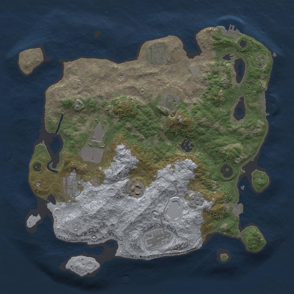 Rust Map: Procedural Map, Size: 3500, Seed: 6546886, 16 Monuments