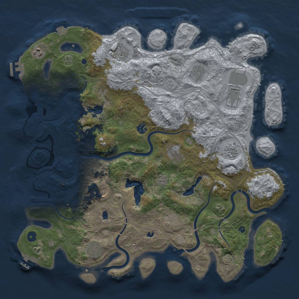 Rust Map: Procedural Map, Size: 4500, Seed: 4080147, 17 Monuments