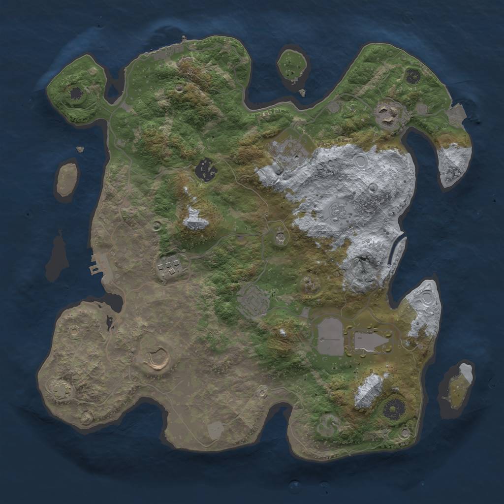 Rust Map: Procedural Map, Size: 3500, Seed: 676366730, 15 Monuments