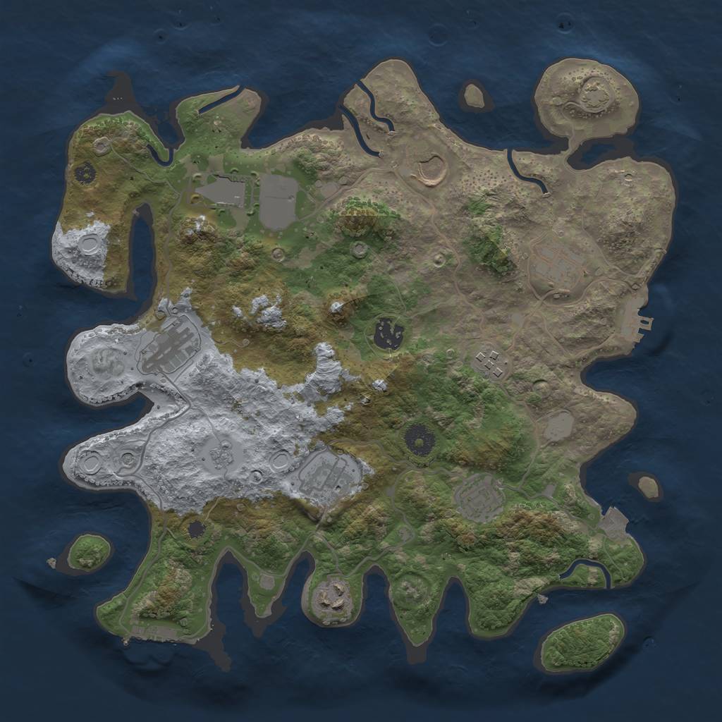 Rust Map: Procedural Map, Size: 3500, Seed: 734533273, 17 Monuments
